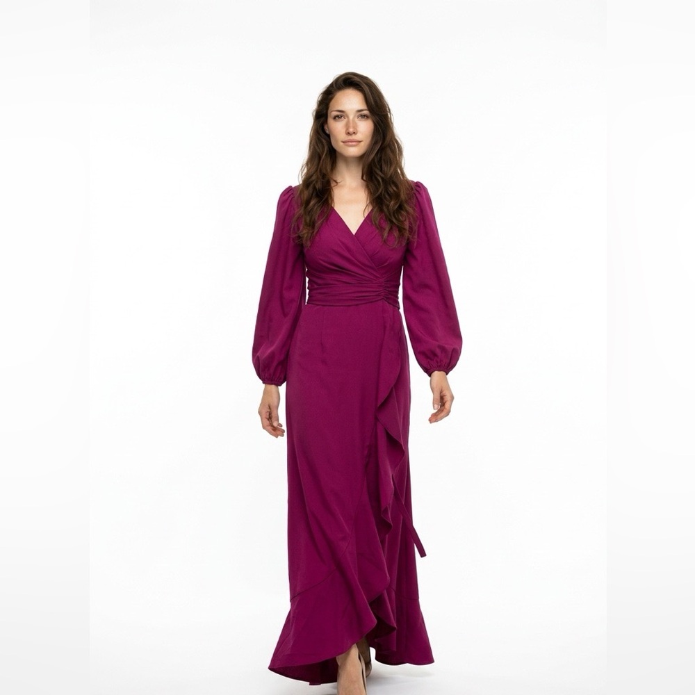 Chic Long Sleeve Burgundy Dress